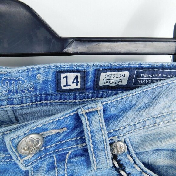 Miss Me Bermuda Shorts Girls Size 14 Rhinestones Denim Jean Blue - Picture 6 of 9